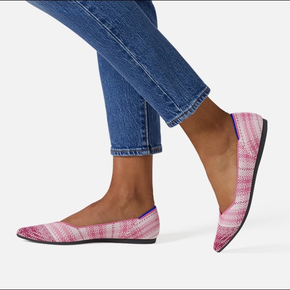 💕 Rothy’s Pink Plaid Points - like new!